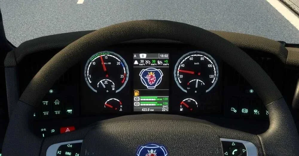 Scania R 2009 and Streamline Improved Dashboard V1.58