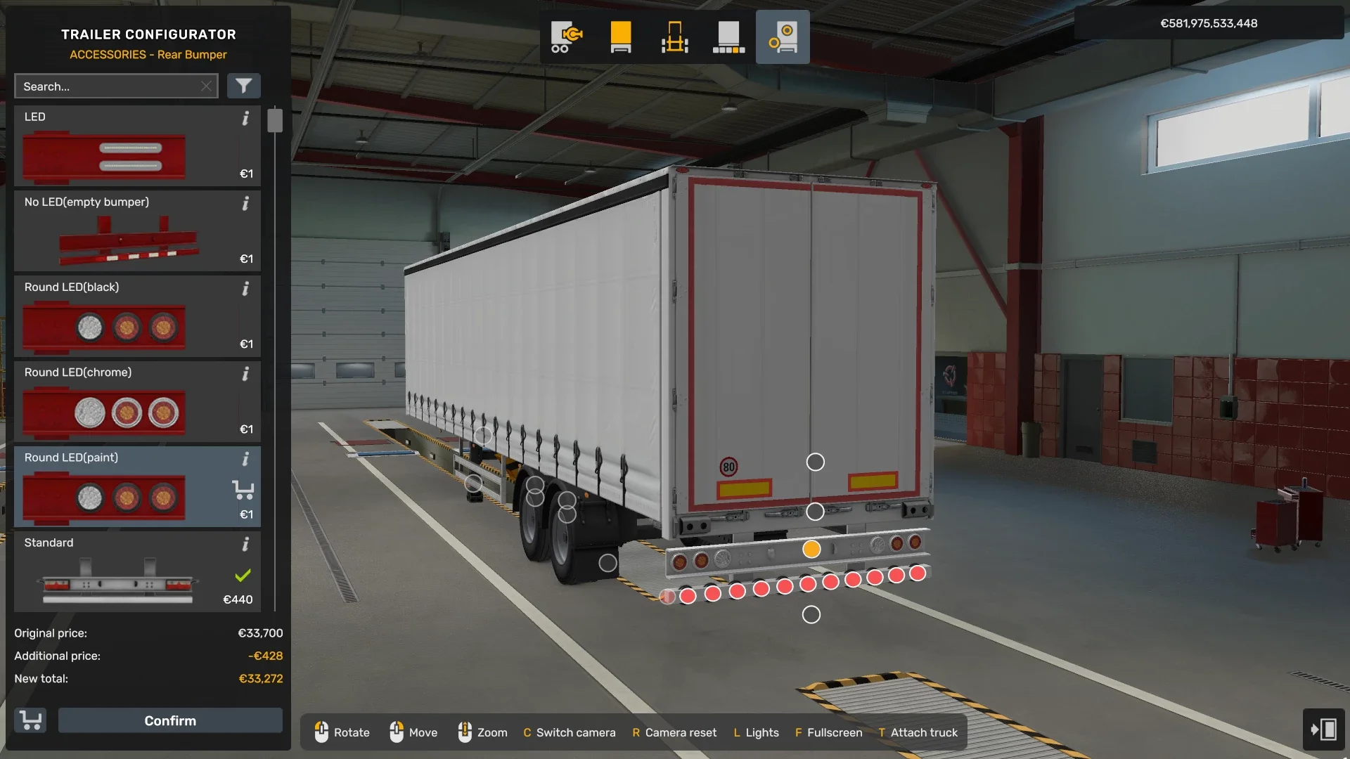 Trailer Rear Bumper Round LED Lights