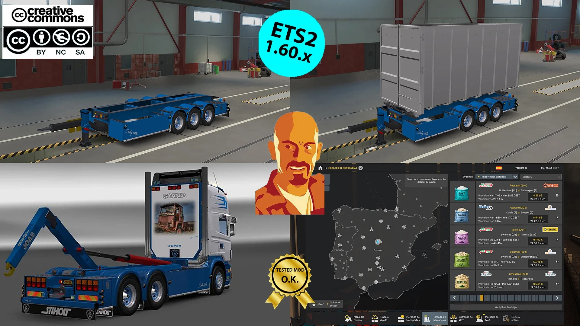 SCANIA R560 V8 ABROLL + BDF CONTAINER TRAILER v1.0 3