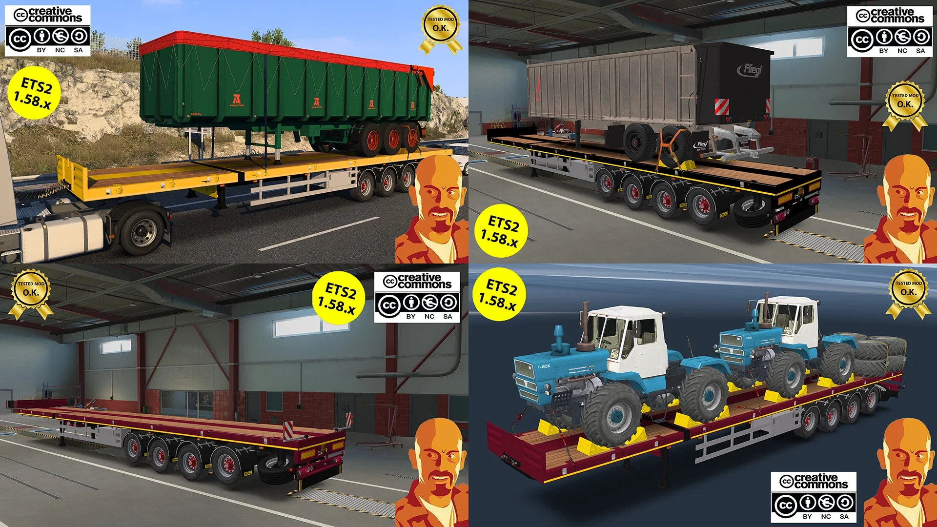 DOLL 4 AXIS FLATBED TRAILER FARMING CARGO PACK v4.0 2