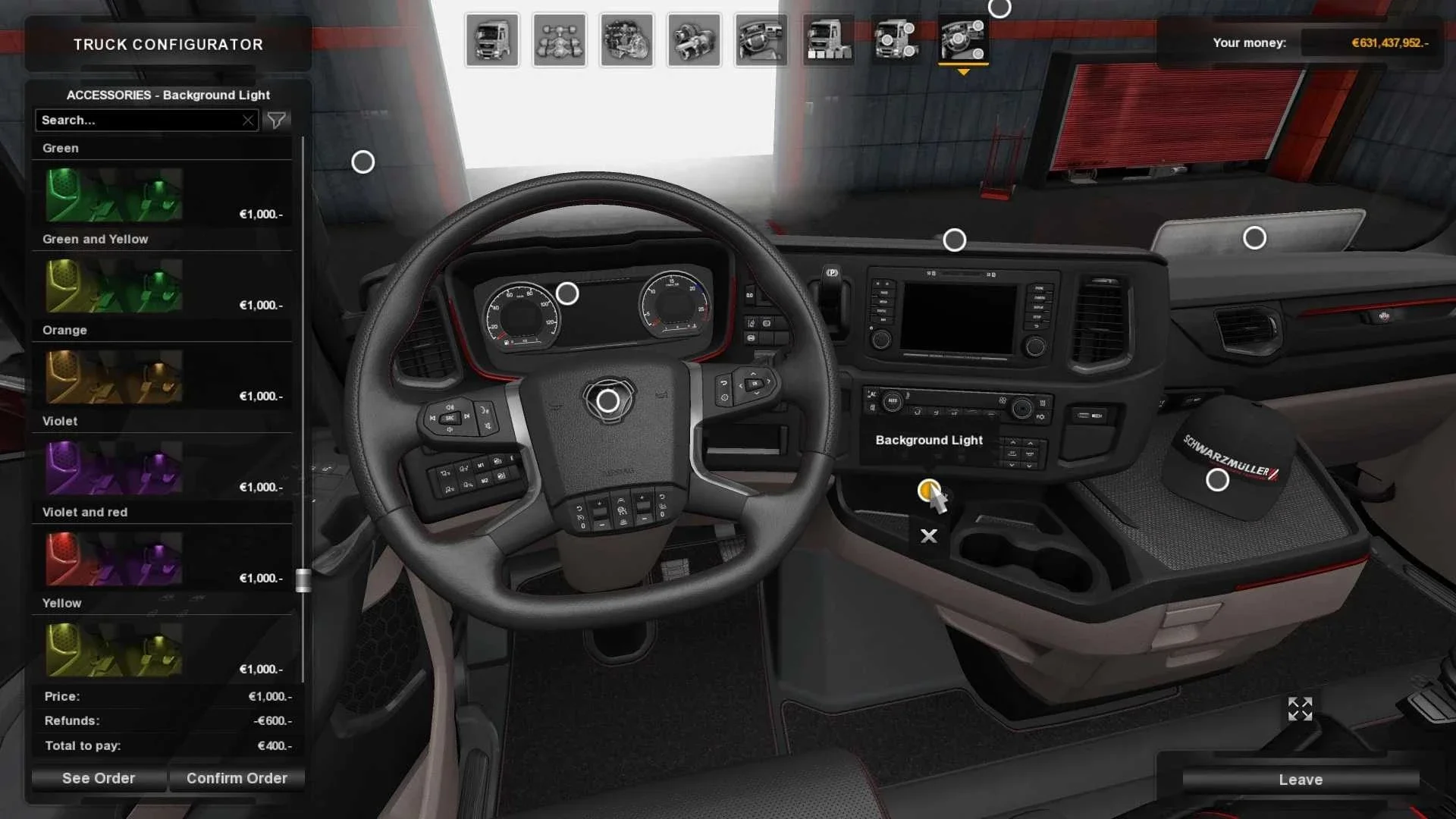 Background Lights V8 Back Panels for Scania R S