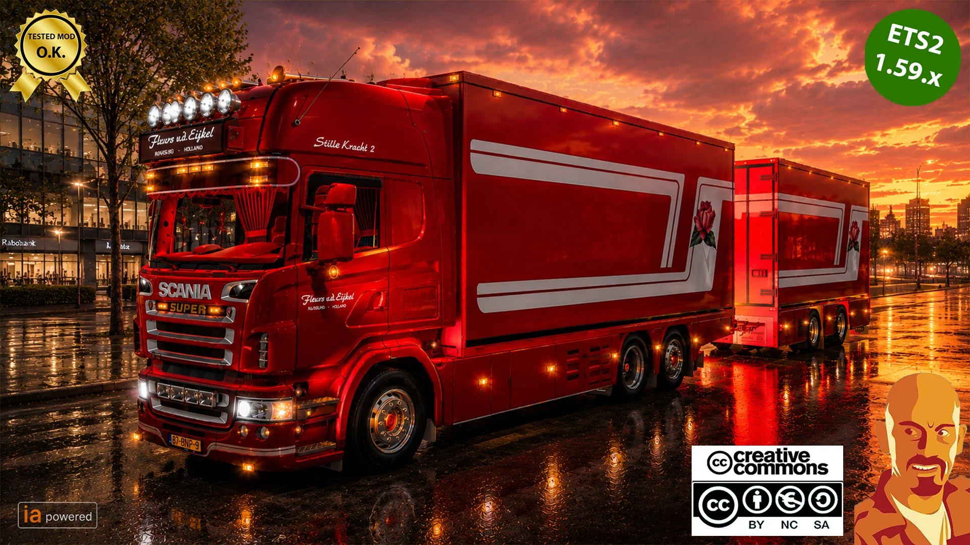 Scania R620 Fleurs Tandem + Trailer
