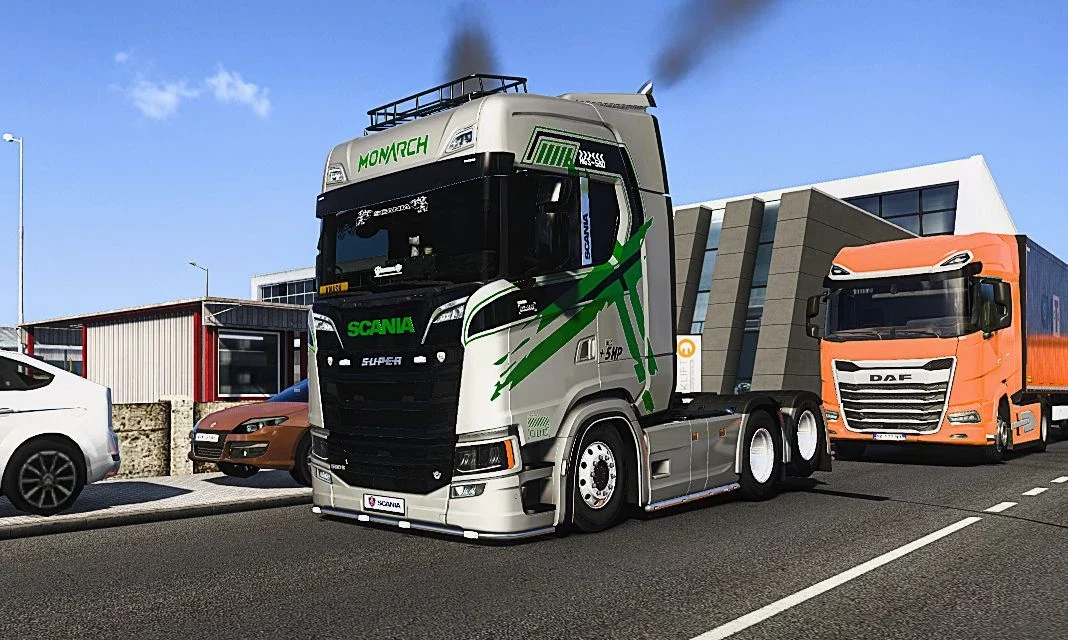 Scania S silver blue x green striped v1.0 3