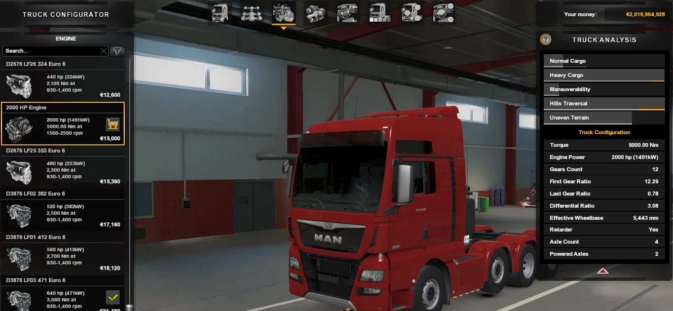 2000HP Engine For All Trucks v1.0 2