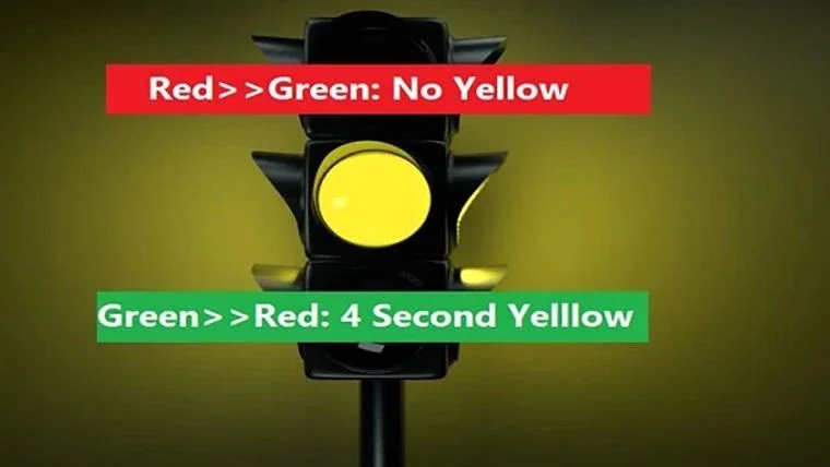 All traffic lights have Four-Second Yellows v1910
