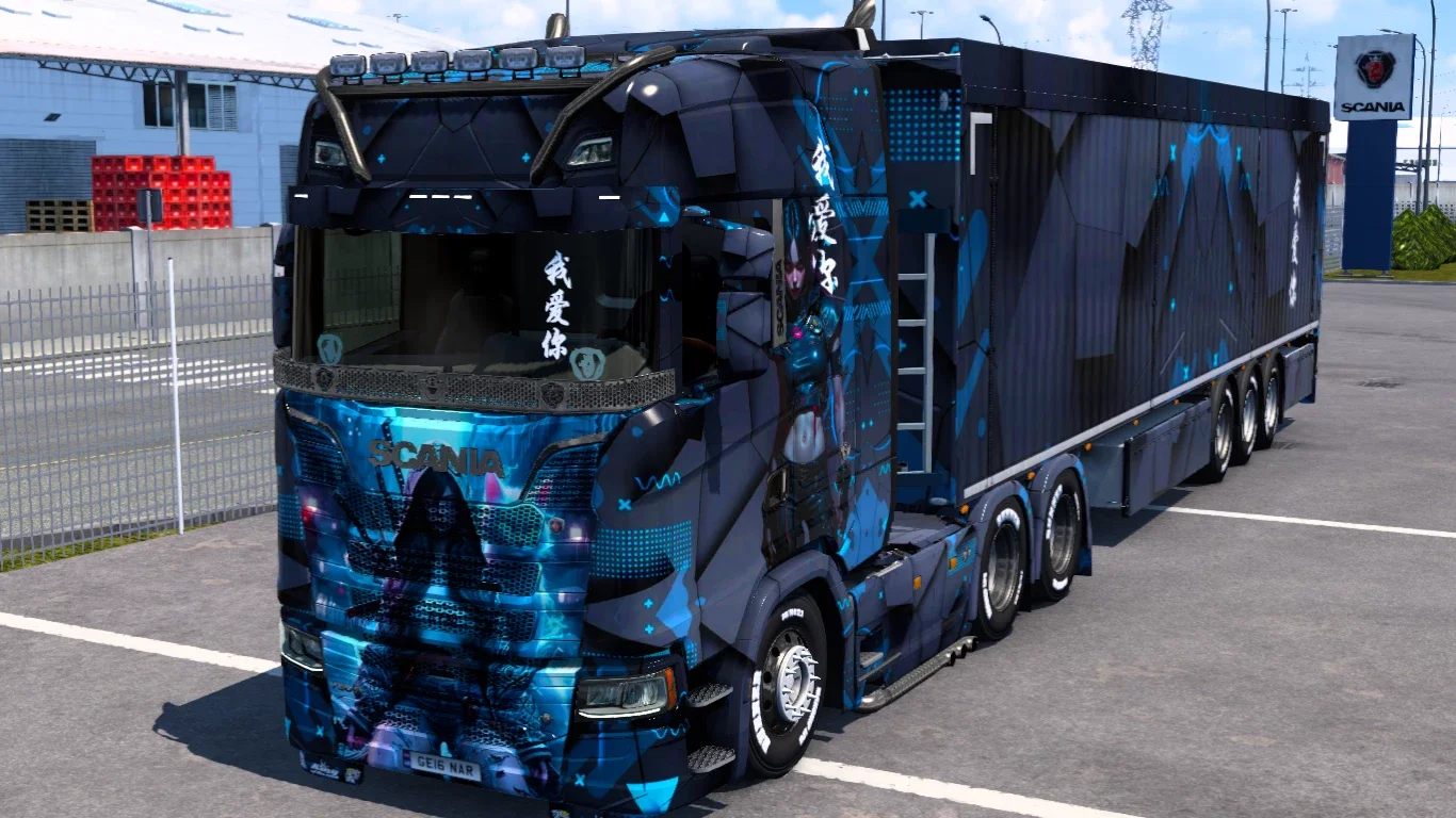 Scania S Blue Cyber Girl Skin v1.0 1.5x 7