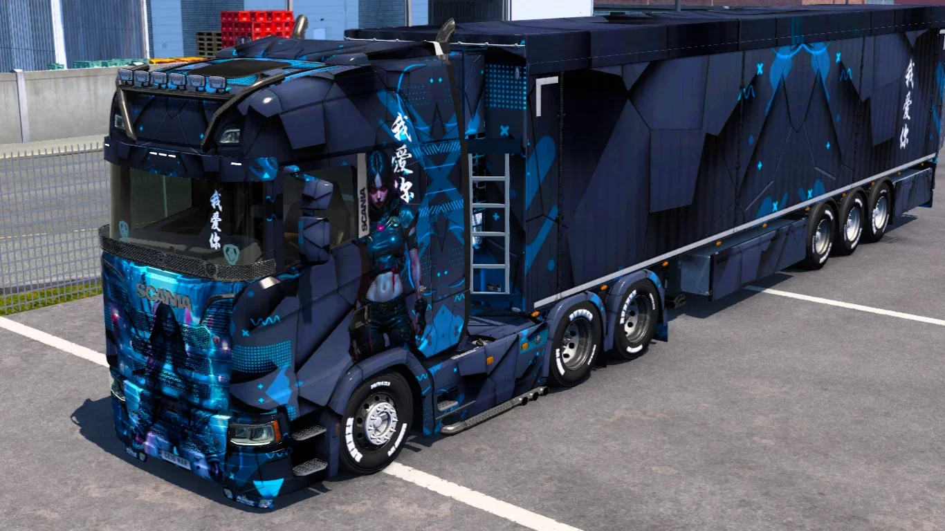 Scania S Blue Cyber Girl Skin v1.0 1.5x 3