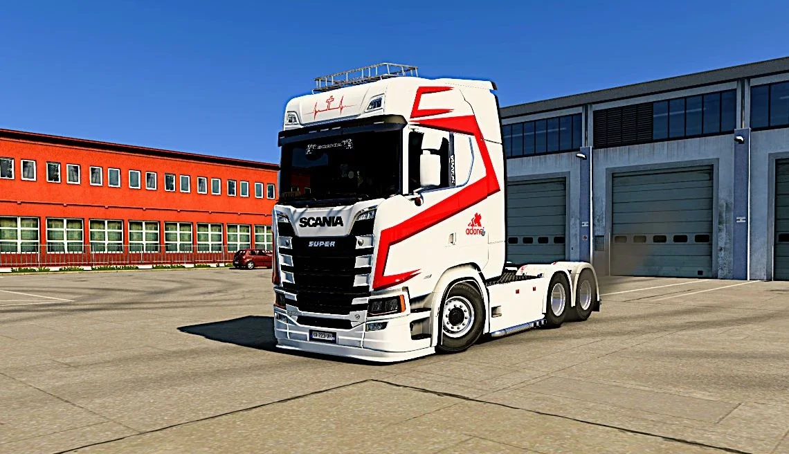 Scania S Adonai skin (Blue, red and grey) v1.0