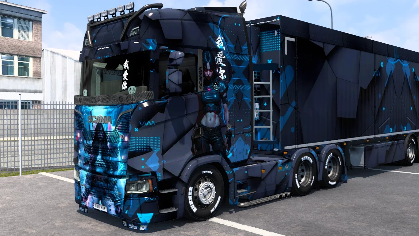 Scania S Blue Cyber Girl Skin v1.0 1.5x 9