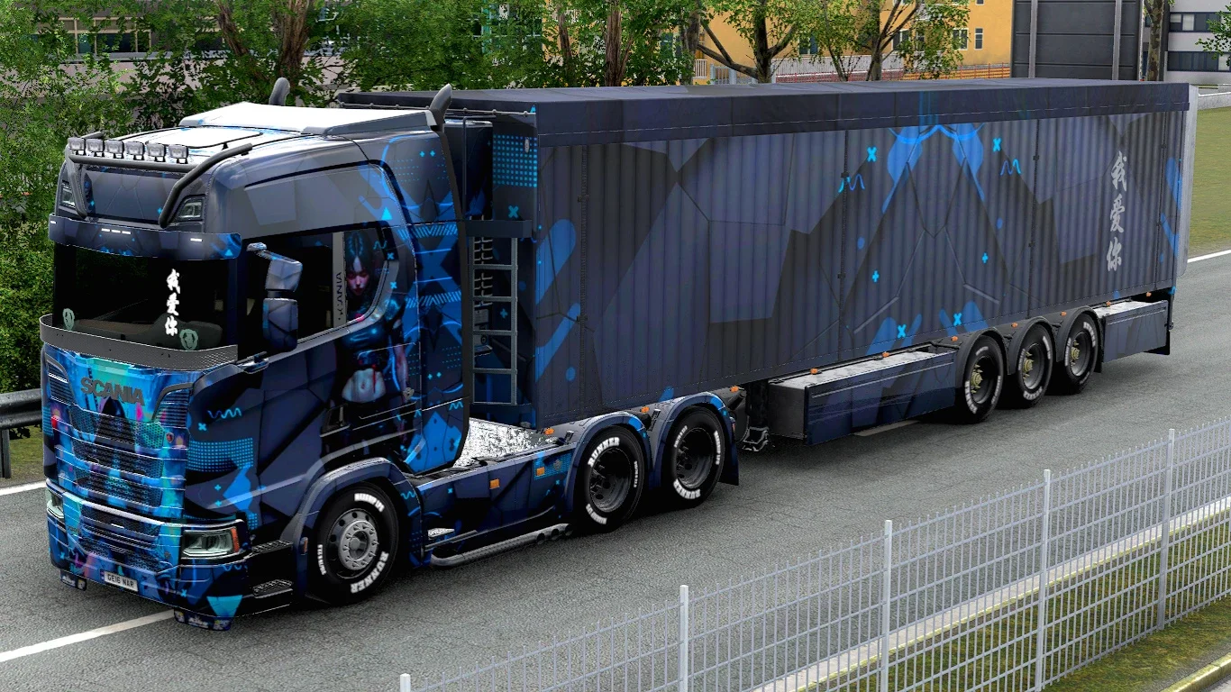 Scania S Blue Cyber Girl Skin v1.0 3