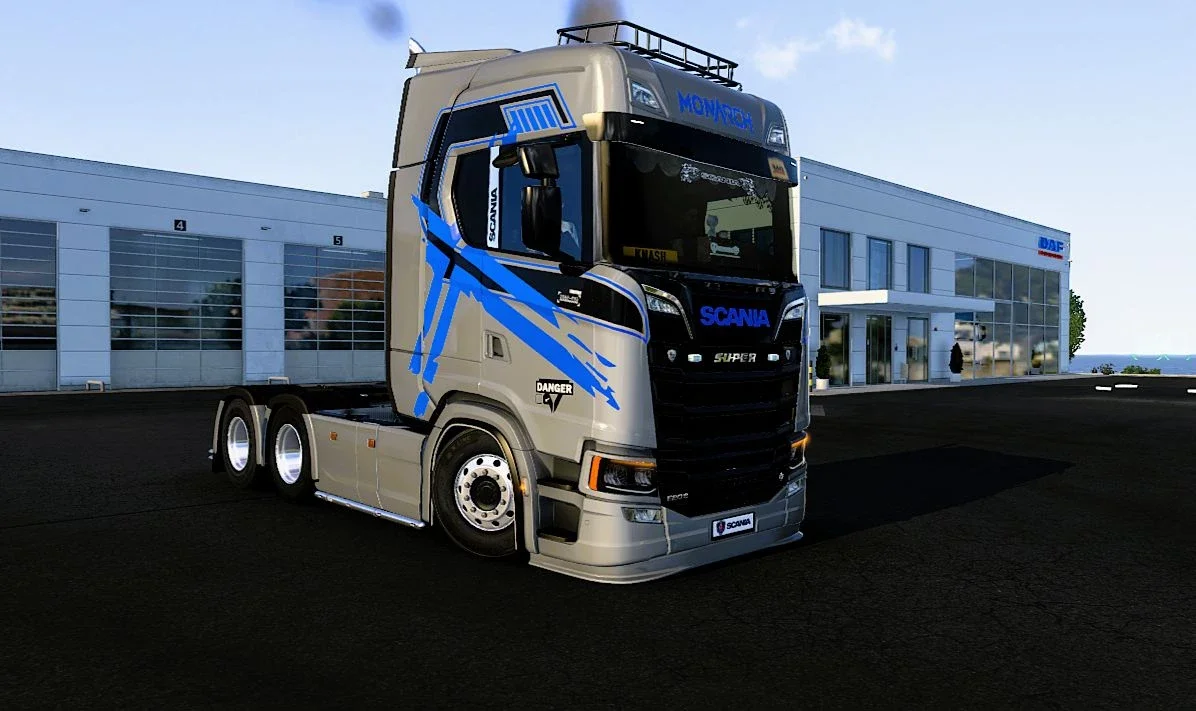 Scania S silver blue x green striped v1.0 2